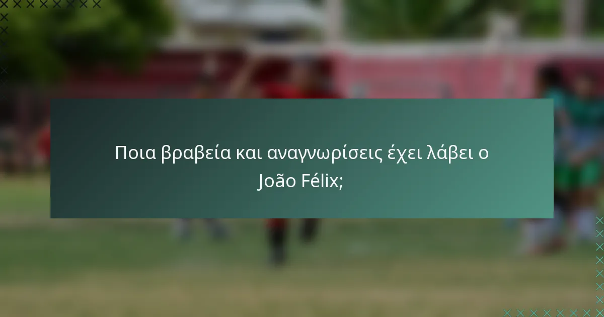 Ποια βραβεία και αναγνωρίσεις έχει λάβει ο João Félix;