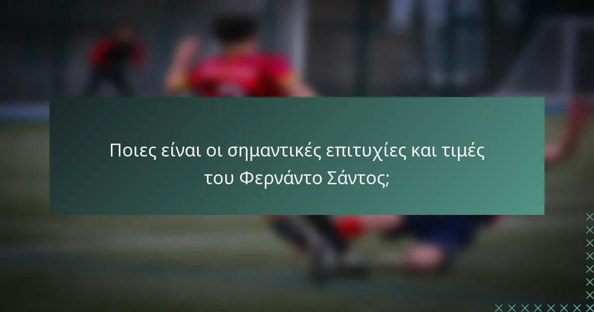 Ποιες είναι οι σημαντικές επιτυχίες και τιμές του Φερνάντο Σάντος;